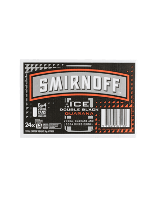 Smirnoff Ice Double Black Guarana Can 250ml  24 Case