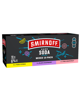 Smirnoff Hard Soda Mixed Cans 10x330ml  Pack