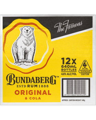 Bundaberg Rum & Cola Bottle 640ml  12 Case