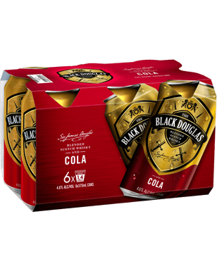 Black Douglas Whisky & Cola Cans 375ml  6 Pack