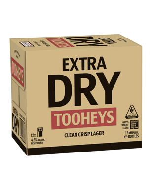 Tooheys Extra Dry Bottles 696ml  12 Case