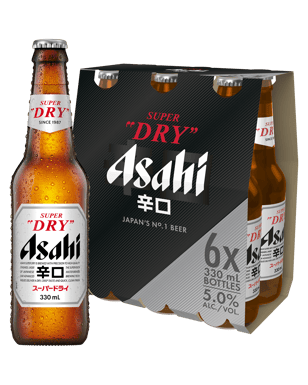 Asahi Super Dry Bottles 330ml  6 Pack