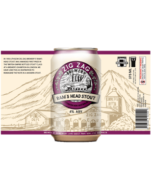 Zig Zag Brewery Rams Head Dry Irish Stout Cans 375ml  Can