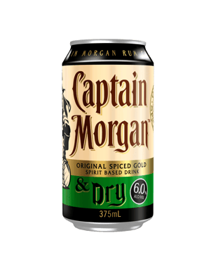 Captain Morgan Original Spiced Gold & Dry Cans 375ml  Can
