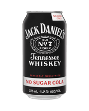 Jack Daniel's Tennessee Whiskey & No Sugar Cola Cans 375ml  Can