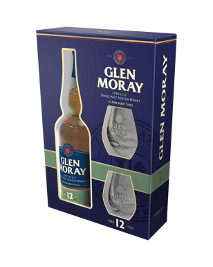 Glen Moray 12yo Whisky Glass Pack 700ml  Bottle