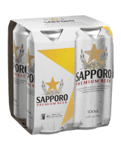 Sapporo Premium Beer Can 500ml  4 Pack