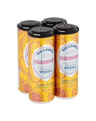 Billson’s Vodka Passionfruit Cans 355ml  4 Pack