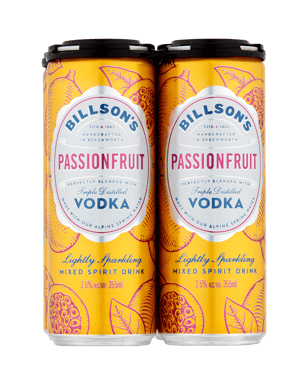 Billson’s Vodka Passionfruit Cans 355ml  4 Pack