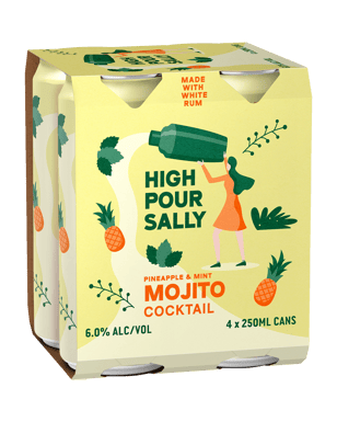 High Pour Sally Mojito Pineapple And Mint Can 250ml  4 Pack