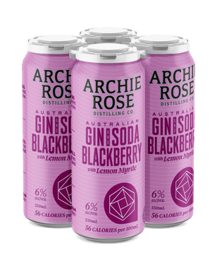 Archie Rose Gin & Blackberry Soda With Lemon Myrtle Cans 330ml  4 Pack