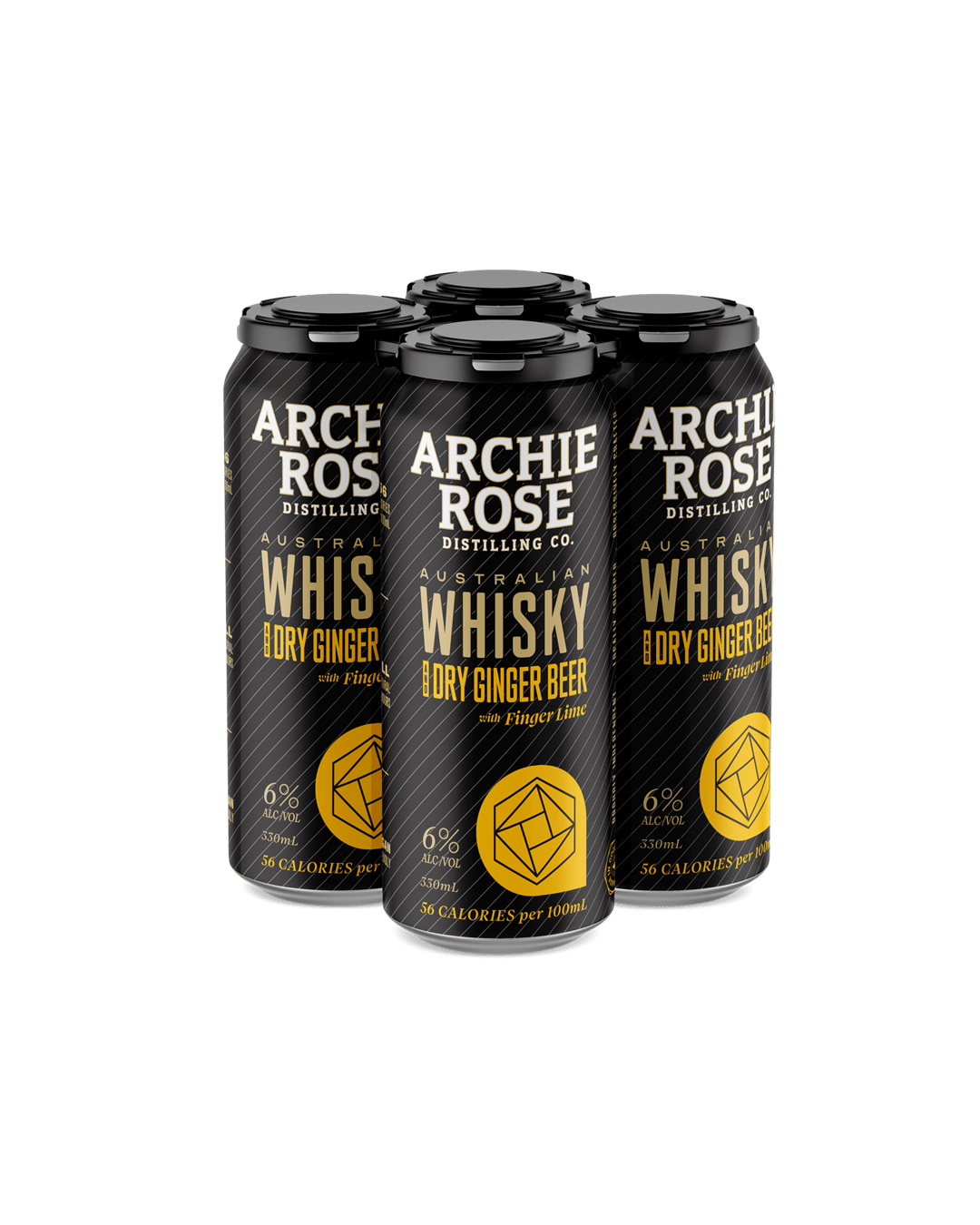 Archie Rose Distilling Co. Double Malt Whisky with Dry Ginger Beer Cans 4x330mL