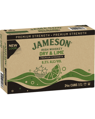 Jameson Irish Whiskey Smooth Dry & Lime 6.3% Cans 375ml  24 Case