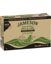 Jameson Irish Whiskey Smooth Dry & Lime 6.3% Cans 375ml  24 Case