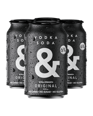Ampersand Vodka Soda & Black Original 6% Cans 330ml  4 Pack