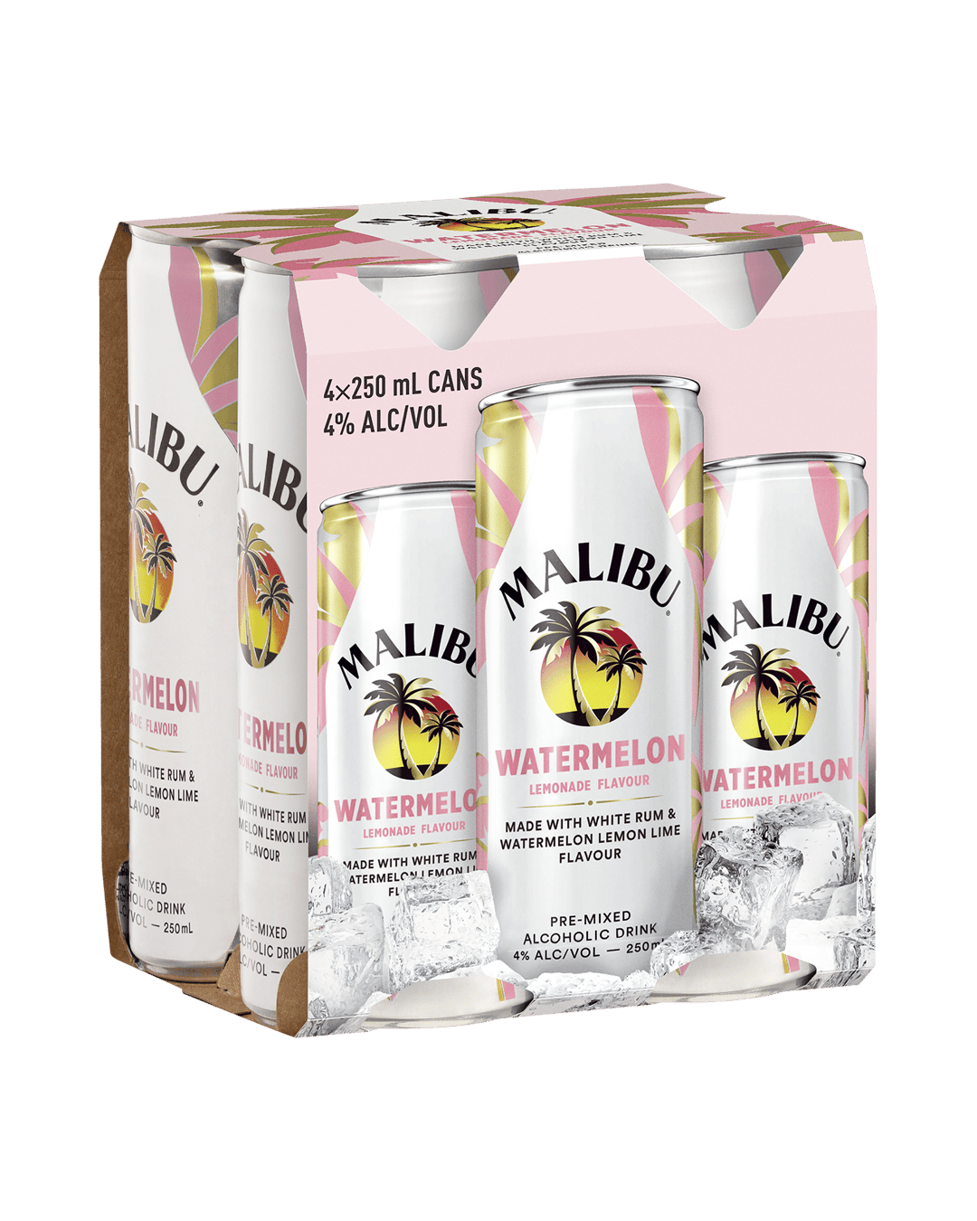 Malibu Watermelon Lemonade Can 4x250mL