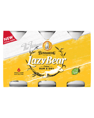 Bundaberg Lazy Bear Rum & Dry Cans 375ml  6 Pack