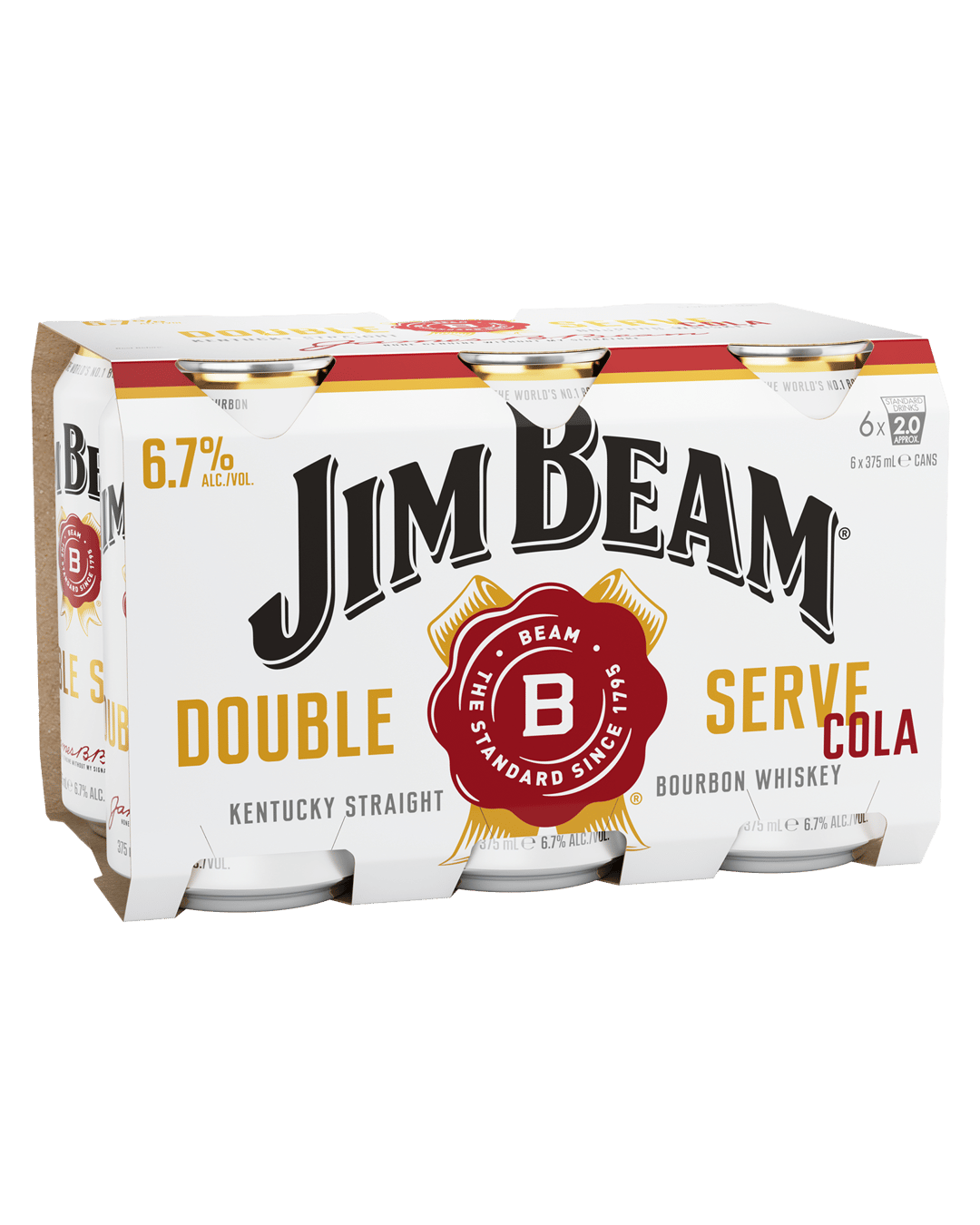 Jim Beam White Double Serve Bourbon & Cola Cans 6x375mL