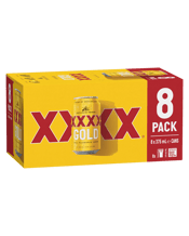 Xxxx Gold Mid Strength Lager Beer Cans 375ml  8 Pack