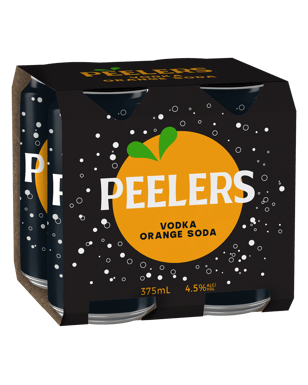 Peelers Vodka Orange Soda Cans 375ml  6 Pack