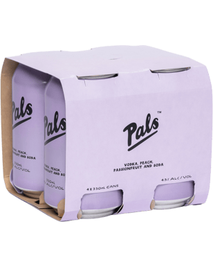Pals Vodka Peach Passionfruit & Soda Cans 330ml  4 Pack