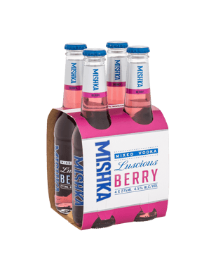 Mishka Vodka Luscious Berry Bottles 275ml  4 Pack