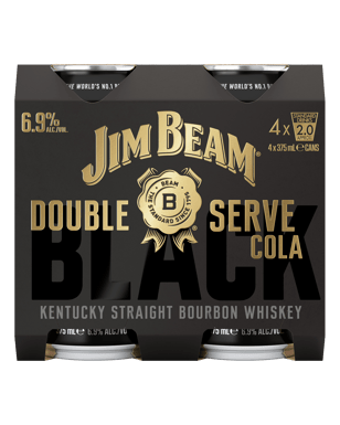 Jim Beam Black Double Serve Bourbon And Cola Cans 375ml  4 Pack