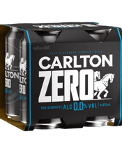 Carlton Zero Non Alcoholic Beer Can 375ml  4 Pack