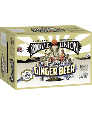 Brookvale Union Ginger Beer Low Sugar Cans 330ml  24 Case
