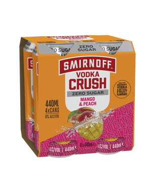 Smirnoff Crush Zero Sugar Mango Peach Cans 440ml  4 Pack