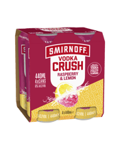 Smirnoff Crush Raspberry & Lemon 6% Cans 440ml  4 Pack