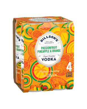 Bilsons Vodka Passionfruit Pineapple & Orange Cans 355ml  4 Pack