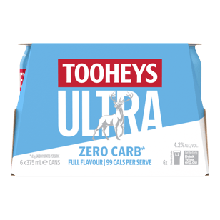 Tooheys Ultra Zero Carb Can 375ml  6 Pack
