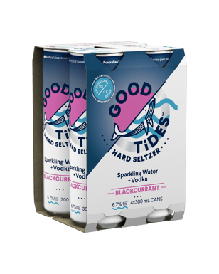 Good Tides Hard Seltzer Vodka Blackcurrant Cans 330ml  4 Pack