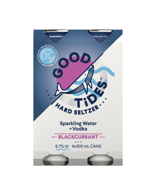 Good Tides Hard Seltzer Vodka Blackcurrant Cans 330ml  4 Pack