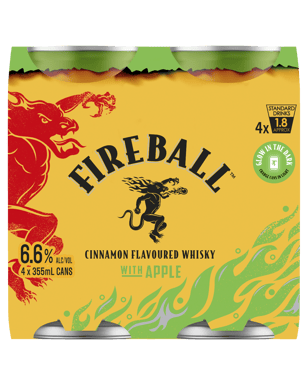 Fireball Cinnamon Whisky With Apple Cans 355ml  4 Pack