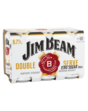 Jim Beam Double Serve Zero Sugar Cola 375ml  6 Pack