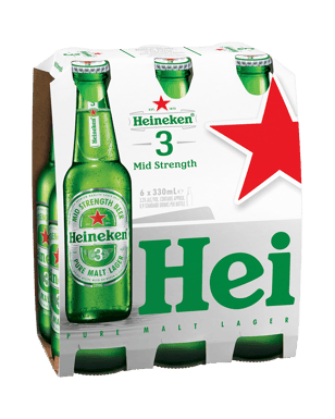 Heineken 3 Lager 330ml  6 Pack