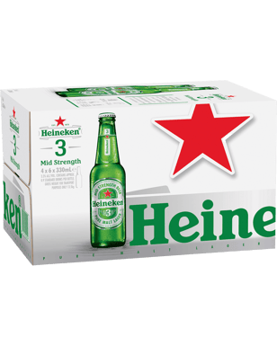 Heineken 3 Lager 330ml  24 Case