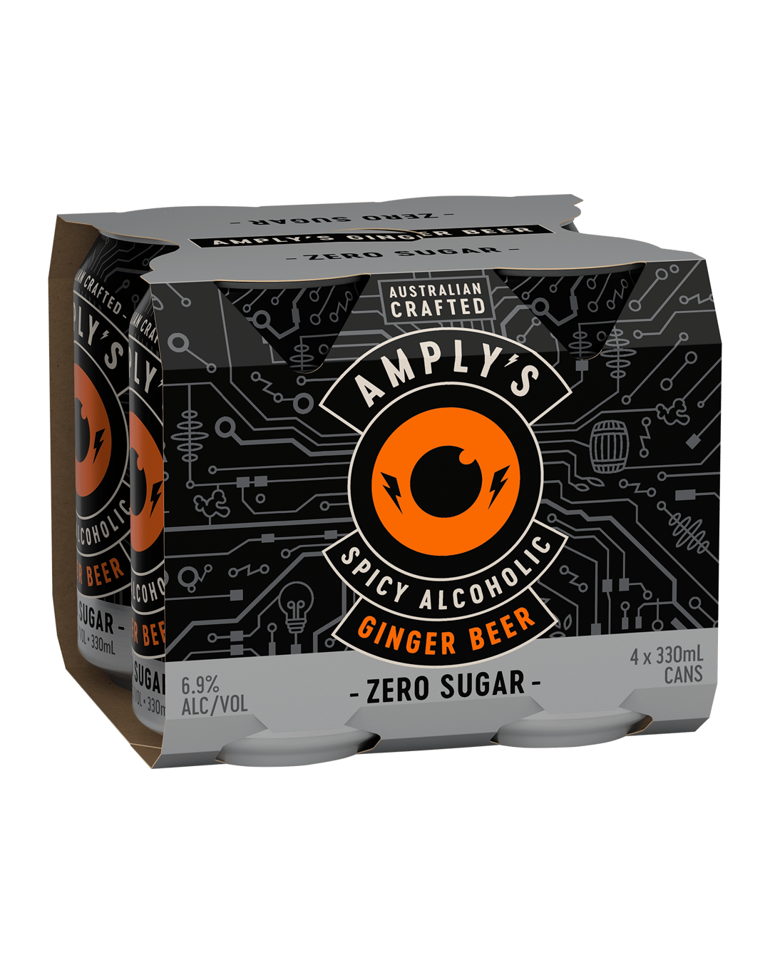 Amplys Zero Sugar Ginger Beer Cans 330mLx4