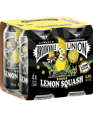 Brookvale Union Vodka Lemon Squash Cans 330ml  4 Pack