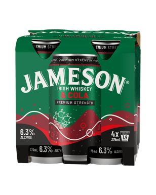 Jameson Triple Distilled Irish Whiskey & Cola 6.3% Cans 37  4 Pack