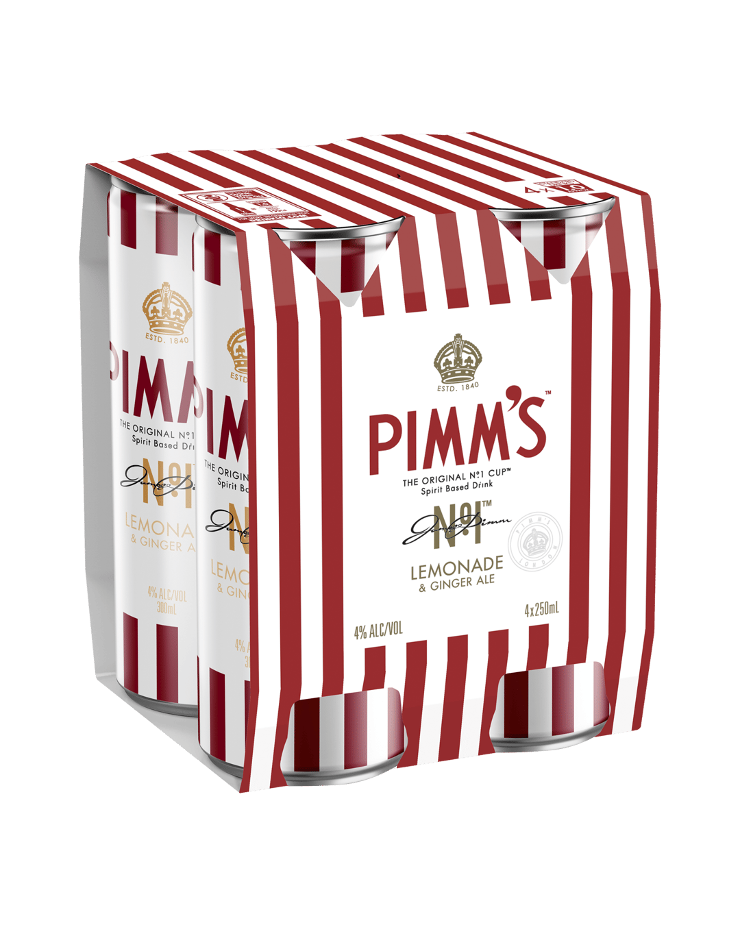 Pimm's Lemonade & Ginger Ale Cans 4x250mL