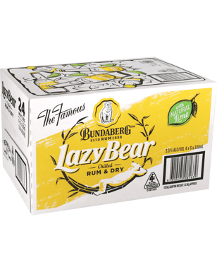 Bundaberg Lazy Bear Rum & Dry 330ml  24 Case