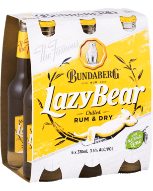 Bundaberg Lazy Bear Rum & Dry 330ml  6 Pack