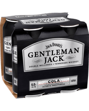Jack Daniel's Gentleman Jack Tennessee Whiskey & Cola 6% 375ml  4 Pack