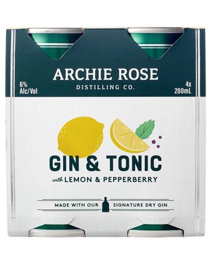 Archie Rose Archie Rose Gin & Tonic With Lemon & Pepperberry C  4 Pack