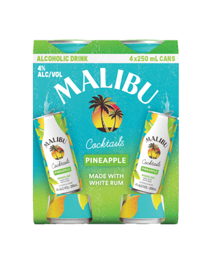 Malibu Cocktails Pineapple Cans 250ml  4 Pack