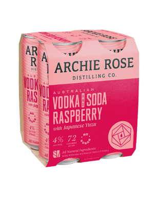 Archie Rose Australian Vodka & Soda With Raspberry & Yuzu Cans  4 Pack