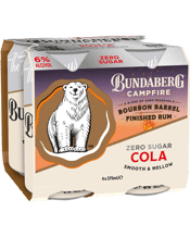 Bundaberg Campfire Bourbon Barrel Finished Rum & Zero Sugar   4 Pack